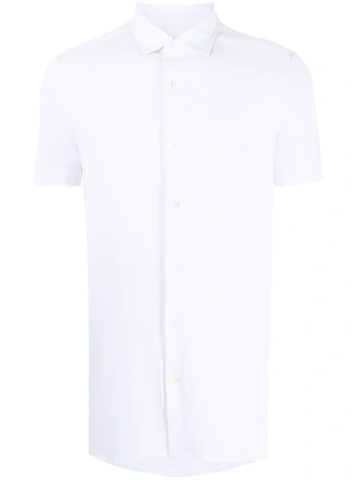 Emporio Armani Camicia Bianca In Jersey Misto Lyocell In Weiss