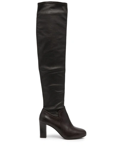 Shop Lemaire Over-the-knee Leather Boots In Braun