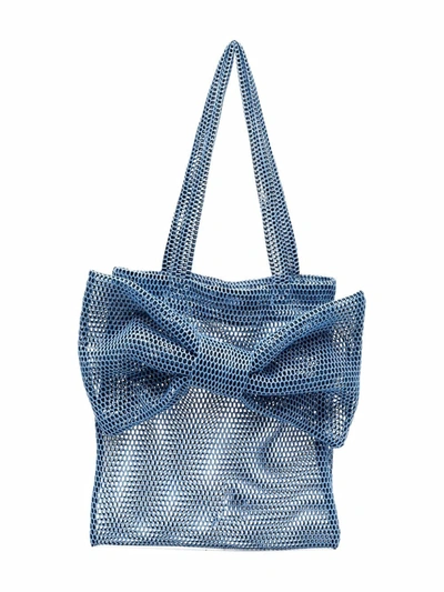 Shop Wauw Capow By Bangbang Big Bow Shoulder Bag In Blue