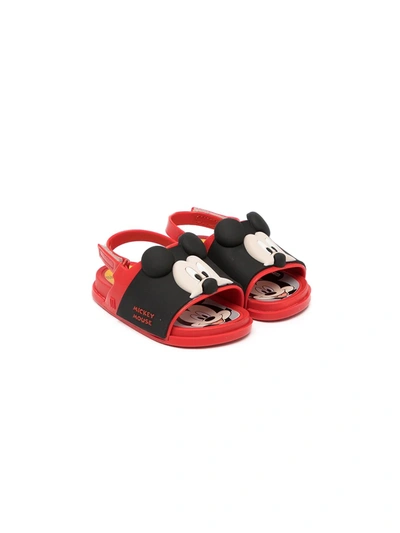 Shop Mini Melissa Mickey-embellished Sandals In Red