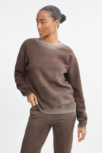 Shop Cotton Citizen Brooklyn Oversized Crew In Vintage Espresso