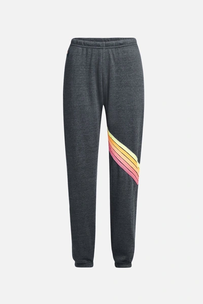 Shop Aviator Nation Chevron 5 Sweatpant In Charcoal/neon