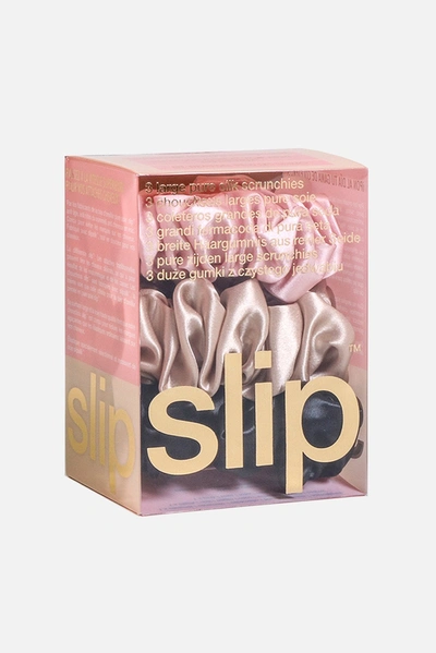 Shop Slip Classic Large Scrunchie 3 Pack In Black/pink/caramel
