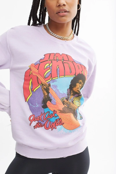 Shop Madeworn Jimi Hendrix Crew Fleece In Lilac