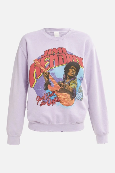 Shop Madeworn Jimi Hendrix Crew Fleece In Lilac