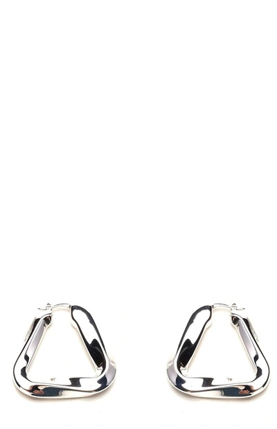 Shop Bottega Veneta Twisted Triangle Hoop Earrings In Silver