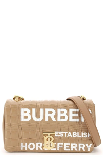 Shop Burberry Small Horseferry Print Quilted Lola Shoulder Bag In Beige