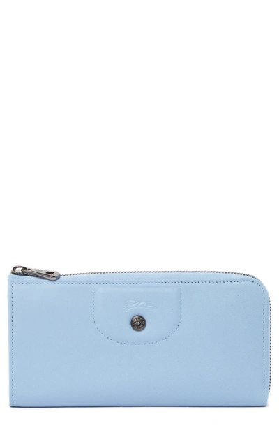Longchamp Leather 3/4 Zip Wallet In Blue