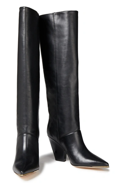 Shop Tory Burch Lila Leather Knee Boots In Black
