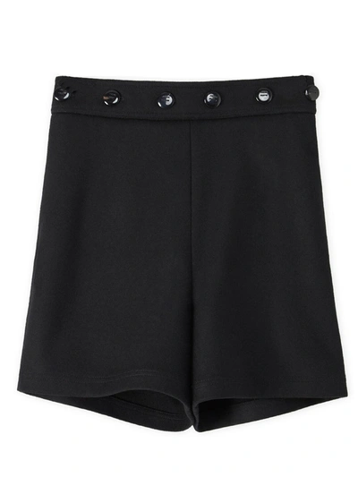 Shop Loewe Black Button Shorts In Wool In Nero
