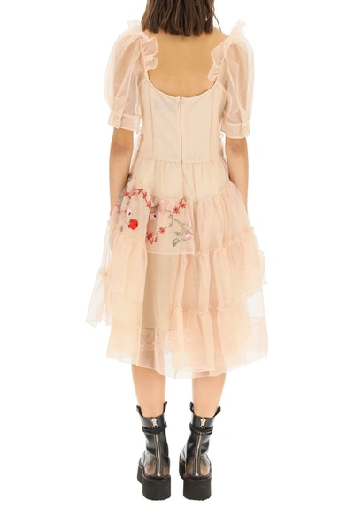 Shop Simone Rocha Embroidered Tulle Dress In Pink