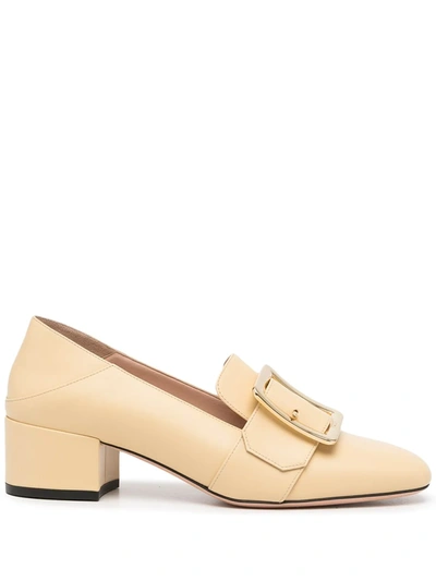 Shop Bally Leather Buckled Pumps In Gelb