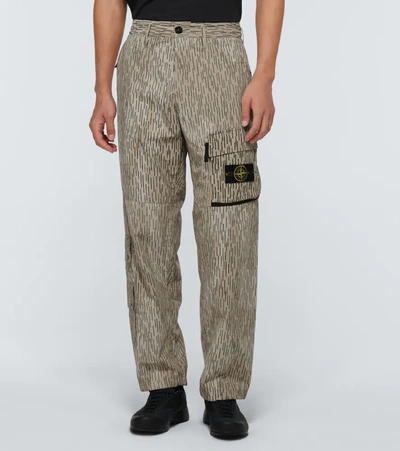 Shop Stone Island Rain Camo Reflective Cargo Pants In Beige