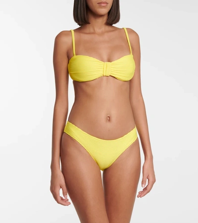 Shop Heidi Klein Cascais Mid-rise Bikini Bottoms In Yellow