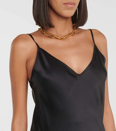 Shop Max Mara Leisure Lucca Satin Camisole In Black