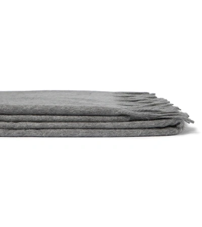 Shop Loro Piana Unito Fringed Cashmere Blanket In Grey