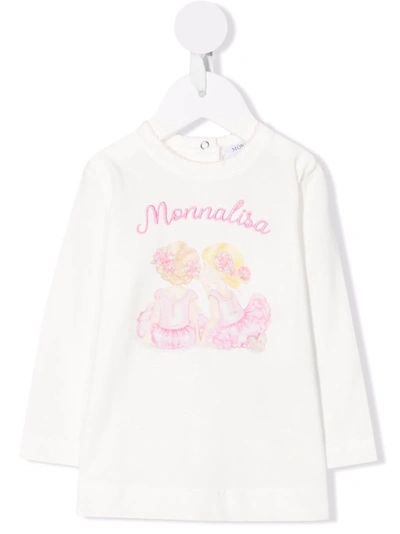 Monnalisa Graphic-print Cotton T-shirt In 白色