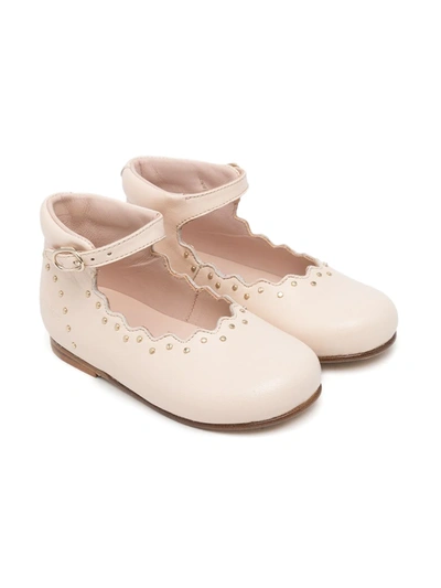 Shop Chloé Scalloped Ballerina Shoes In 粉色