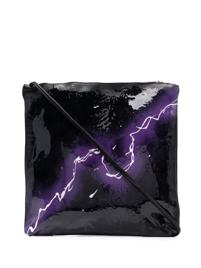 Shop Guidi Thunder-print Shoulder Bag In 黑色