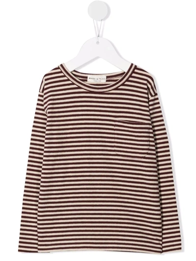 Shop Babe And Tess Stripe-print T-shirt In 红色