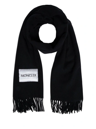 Shop Moncler Logo Patched Scarf In Black