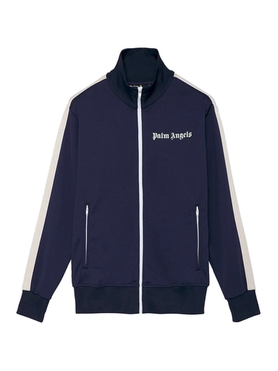 Shop Palm Angels Logo Printed Track Jacket In Blue