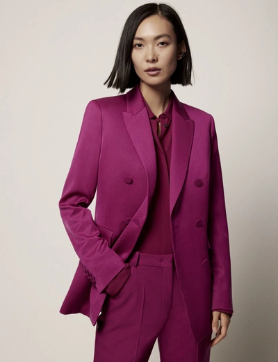 Shop Another Tomorrow Double Breasted Jacket - Sustainable Fashion |  In Magenta