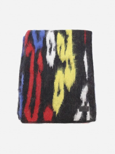 Shop Saint Laurent Wool And Mohair Blend Scarf With All-over Multicolor Leopard Motif