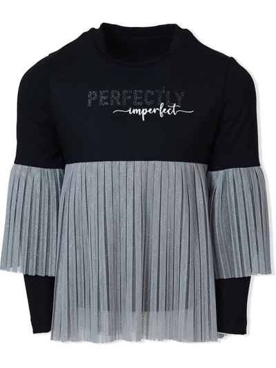 Shop Lapin House Teen Glitter Pleat-detailing Sweatshirt In Black