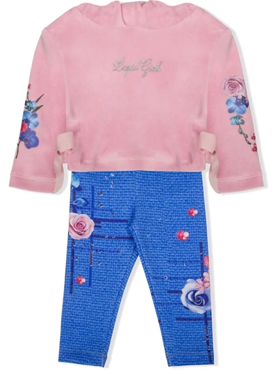 Shop Lapin House Floral-print Pullover-hoodie Tracksuit In Pink