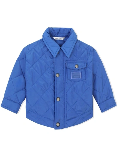 Shop Dolce & Gabbana Quilted Shirt Jacket In Blue