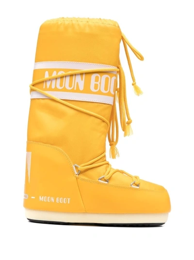 Shop Moon Boot Icon Junior Lace-up Snow Boots In Yellow