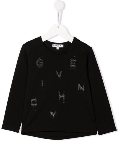 Shop Givenchy Glitter Logo-print Cotton T-shirt In Black