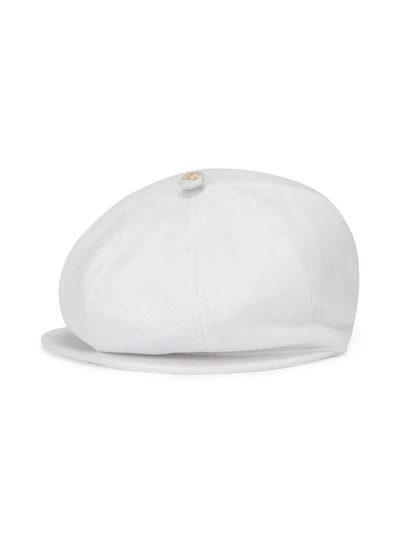 Shop Dolce & Gabbana Newsboy Cotton Cap In White
