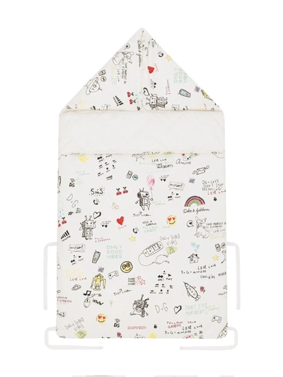 Shop Dolce & Gabbana Sketch-print Cotton Sleeping Bag In White