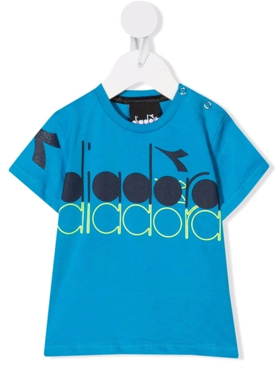 Shop Diadora Junior Logo-print Cotton T-shirt In Blue