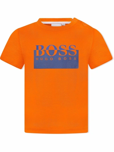 Shop Bosswear Logo-print Cotton T-shirt In Orange