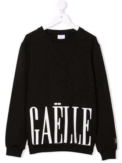 Shop Gaelle Paris Teen Logo Print Sweatshirt In Black