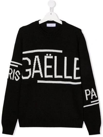 Shop Gaelle Paris Teen Logo Print Jumper In Black