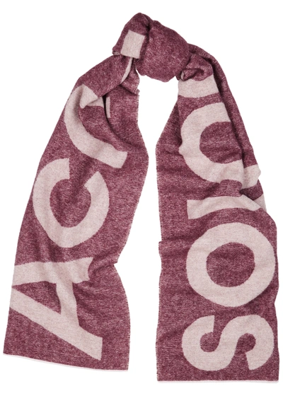 Shop Acne Studios Toronto Logo-intarsia Wool-blend Scarf In Burgundy