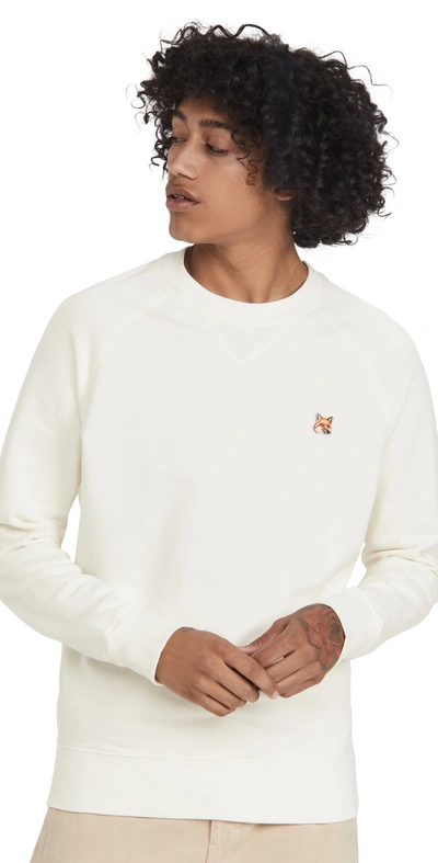 Shop Maison Kitsuné Fox Head Patch Classic Sweatshirt Ecru