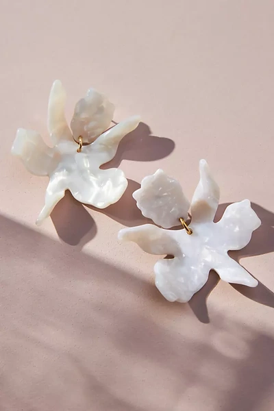 Shop Lele Sadoughi Paper Lily Drop Earrings In White