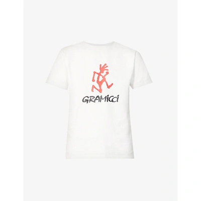 Shop Gramicci Mens White Brand-print Cotton-jersey T-shirt Xl