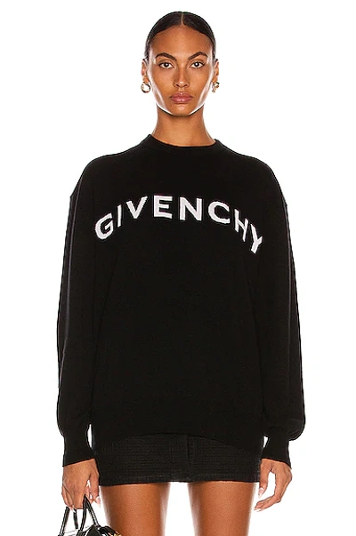 Shop Givenchy Logo Sweater In Black & White