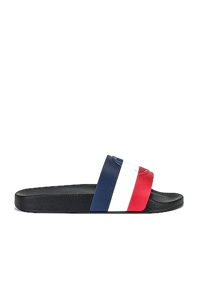 Shop Moncler Basile Slides Shoes In Charcoal