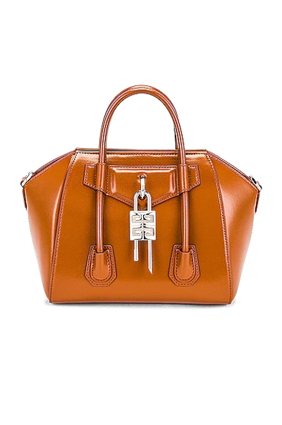 Shop Givenchy Mini Antigona Lock Bag In Chestnut