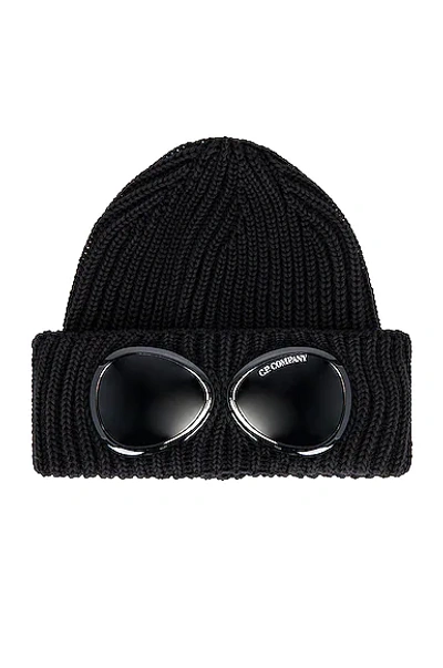 Shop C.p. Company Goggle Beanie In Black