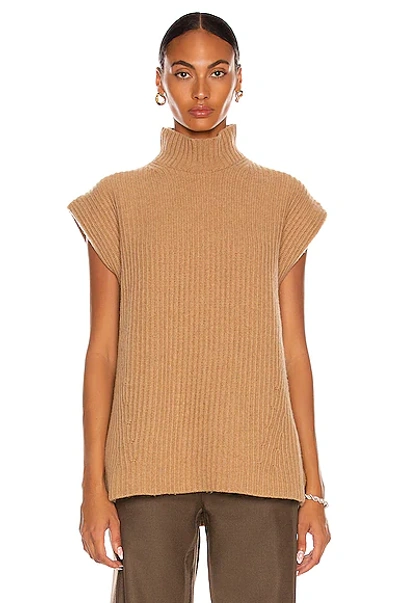 Shop Ganni Rib Knit Sweater In Camel