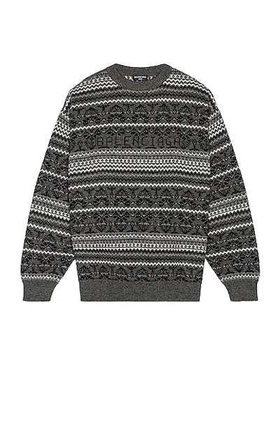 Shop Balenciaga Fairisle Crewneck In Grey