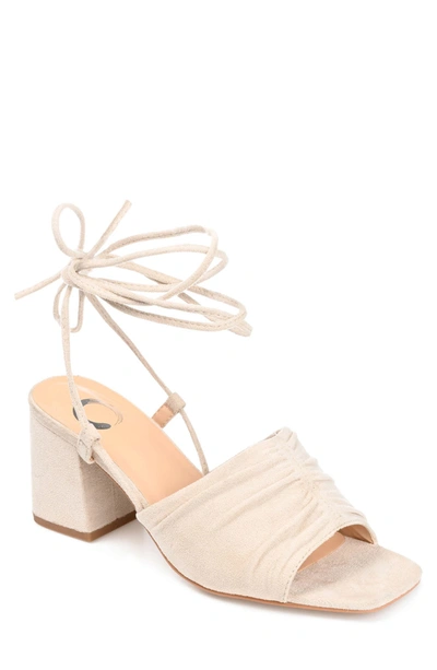 Journee Collection Felisity Vegan Lace-up Tie Pump In Sand